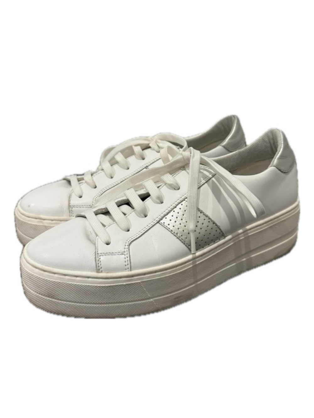 Bos & Co Maison Platform Sneakers in White and Silver